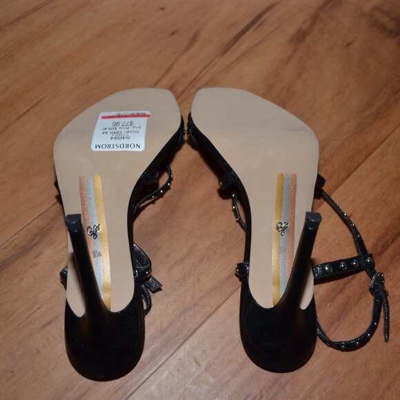 Sam Edleman Black studded Leather Ankle Strap Lennox Sandals/Heels, sz 8.5 - Picture 9 of 11